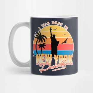 December was born in new york retro Mug